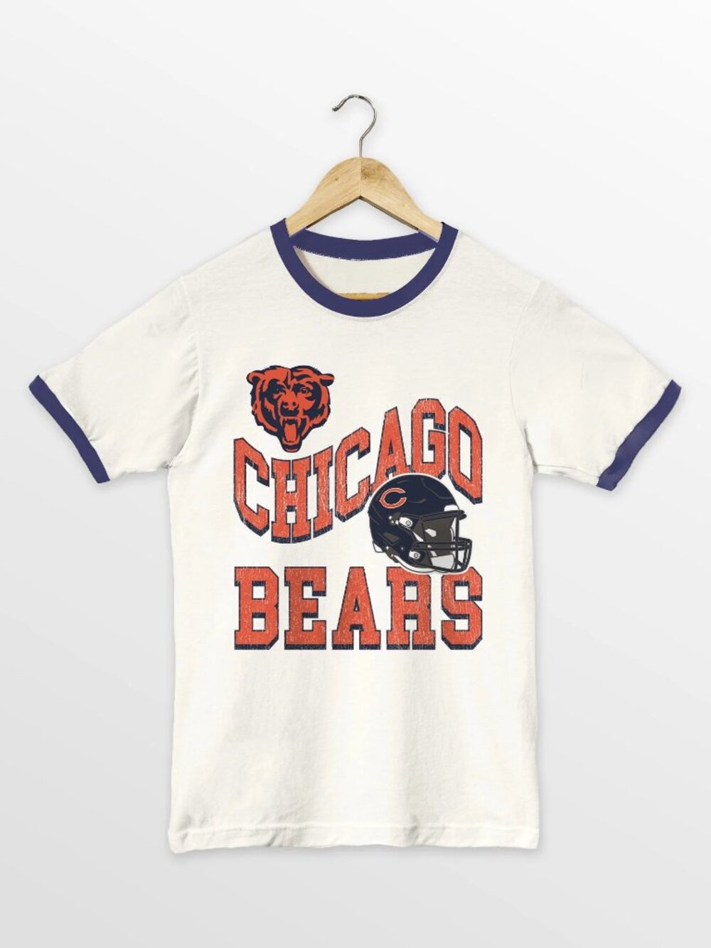 NWT: CHICAGO BEARS HARD EARNED VINTAGE RINGER TEE